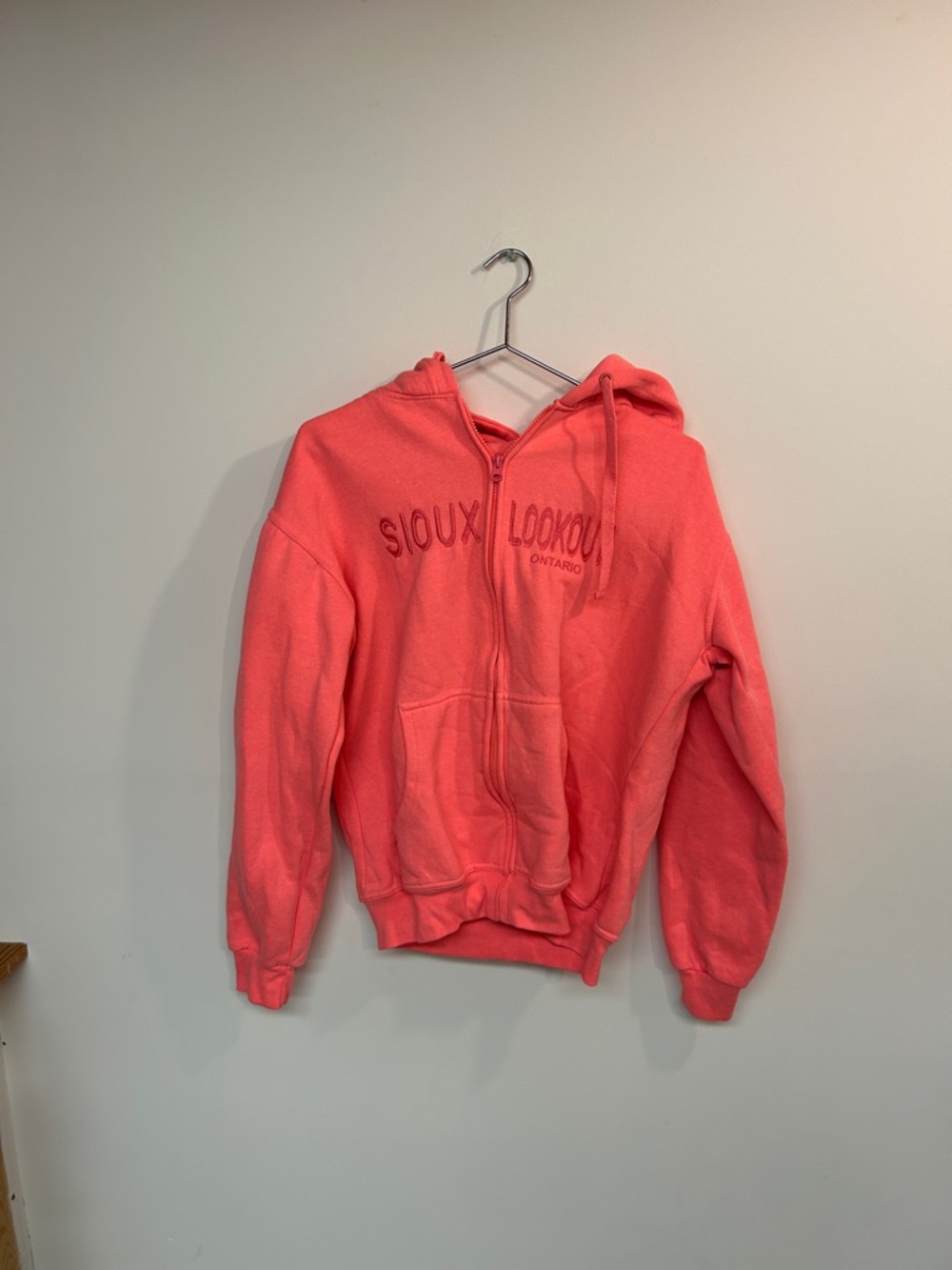 Coral Zip Hoodie with Front Pockets